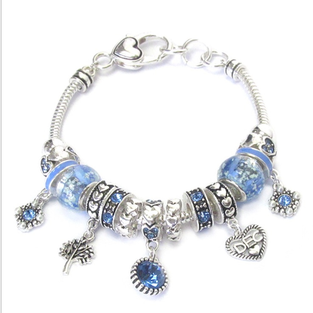 Birthstone theme multi ring bracelet - December
